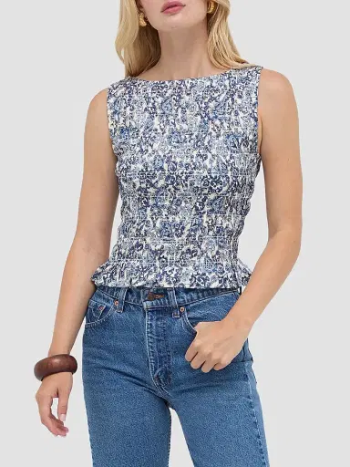 Hill House Home Women's The Phoebe Nap Top - Chedworth Paisley Blue | Thumbnail 6 Hill House Home Women's The Phoebe Nap Top - Chedworth Paisley Blue | Thumbnail 6