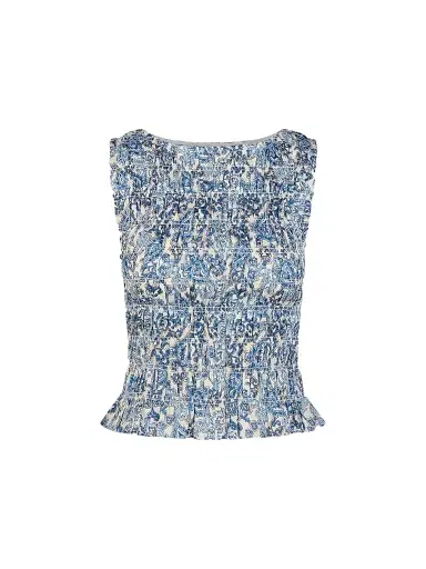 Hill House Home Women's The Phoebe Nap Top - Chedworth Paisley Blue | Thumbnail 1 Hill House Home Women's The Phoebe Nap Top - Chedworth Paisley Blue | Thumbnail 1