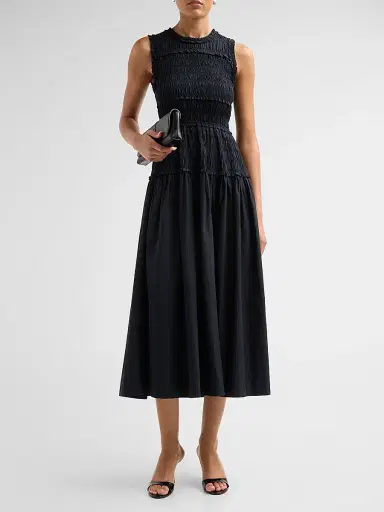 DÔEN Women's Mallory Smocked Cotton Midi Dress | Thumbnail 2 DÔEN Women's Mallory Smocked Cotton Midi Dress | Thumbnail 2