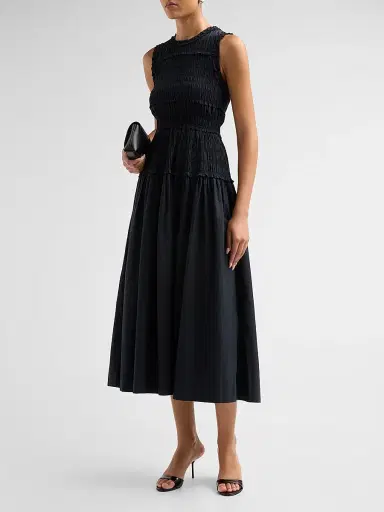 DÔEN Women's Mallory Smocked Cotton Midi Dress | Thumbnail 4 DÔEN Women's Mallory Smocked Cotton Midi Dress | Thumbnail 4
