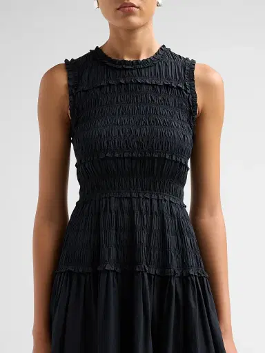 DÔEN Women's Mallory Smocked Cotton Midi Dress | Thumbnail 5 DÔEN Women's Mallory Smocked Cotton Midi Dress | Thumbnail 5