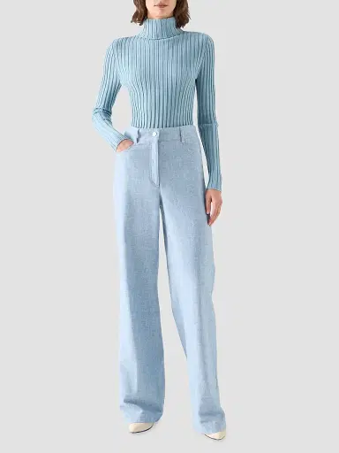 Akris punto Women's Wool Knit Turtleneck Sweater - Light Blue | Thumbnail 2 Akris punto Women's Wool Knit Turtleneck Sweater - Light Blue | Thumbnail 2