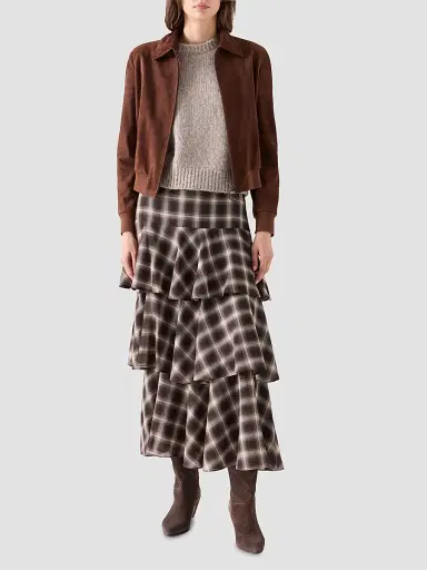 Akris punto Women's Suede Bomber Short Jacket - Caramel | Thumbnail 2 Akris punto Women's Suede Bomber Short Jacket - Caramel | Thumbnail 2