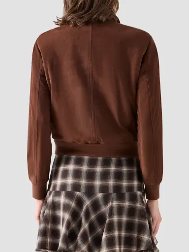 Akris punto Women's Suede Bomber Short Jacket - Caramel | Thumbnail 3 Akris punto Women's Suede Bomber Short Jacket - Caramel | Thumbnail 3