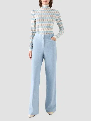 Akris punto Women's Intarsia Check Wool Sweater - Winter White Oat | Thumbnail 2 Akris punto Women's Intarsia Check Wool Sweater - Winter White Oat | Thumbnail 2