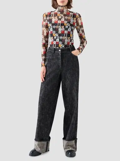 Akris punto Women's Dice Print Tulle Top | Thumbnail 2 Akris punto Women's Dice Print Tulle Top | Thumbnail 2