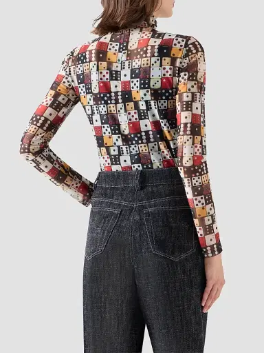 Akris punto Women's Dice Print Tulle Top | Thumbnail 3 Akris punto Women's Dice Print Tulle Top | Thumbnail 3