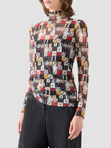 Akris punto Women's Dice Print Tulle Top | Thumbnail 6 Akris punto Women's Dice Print Tulle Top | Thumbnail 6