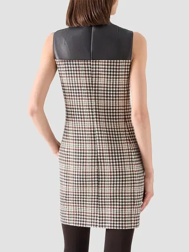 Akris punto Women's Mix-Media Plaid Mini Dress - Winter White Espresso | Thumbnail 3 Akris punto Women's Mix-Media Plaid Mini Dress - Winter White Espresso | Thumbnail 3