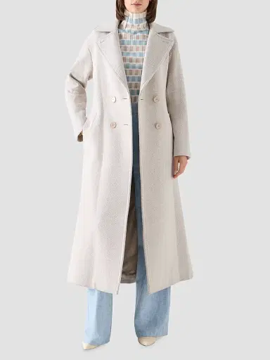 Akris punto Women's Herringbone Wool Coat - Oat Winter White | Thumbnail 2 Akris punto Women's Herringbone Wool Coat - Oat Winter White | Thumbnail 2