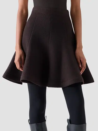Akris punto Women's Boiled Wool Panel Mini Skirt - Espresso | Thumbnail 3 Akris punto Women's Boiled Wool Panel Mini Skirt - Espresso | Thumbnail 3