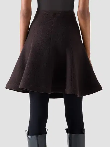 Akris punto Women's Boiled Wool Panel Mini Skirt - Espresso | Thumbnail 4 Akris punto Women's Boiled Wool Panel Mini Skirt - Espresso | Thumbnail 4