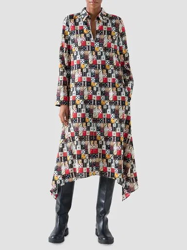 Akris punto Women's Small Dice-Print Wool Shirtdress | Thumbnail 2 Akris punto Women's Small Dice-Print Wool Shirtdress | Thumbnail 2