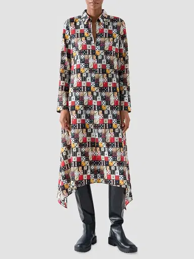 Akris punto Women's Small Dice-Print Wool Shirtdress | Thumbnail 4 Akris punto Women's Small Dice-Print Wool Shirtdress | Thumbnail 4