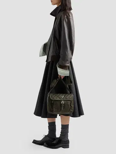 Prada Women's Quilted Nylon Shoulder Bag - Green | Thumbnail 2 Prada Women's Quilted Nylon Shoulder Bag - Green | Thumbnail 2