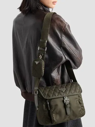 Prada Women's Quilted Nylon Shoulder Bag - Green | Thumbnail 3 Prada Women's Quilted Nylon Shoulder Bag - Green | Thumbnail 3