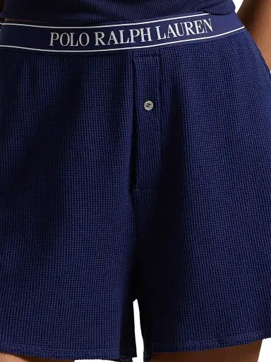 Polo Ralph Lauren Women's Club Waffle Stretch-Cotton Boxer Shorts - Navy | Thumbnail 3 Polo Ralph Lauren Women's Club Waffle Stretch-Cotton Boxer Shorts - Navy | Thumbnail 3