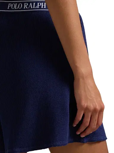 Polo Ralph Lauren Women's Club Waffle Stretch-Cotton Boxer Shorts - Navy | Thumbnail 5 Polo Ralph Lauren Women's Club Waffle Stretch-Cotton Boxer Shorts - Navy | Thumbnail 5