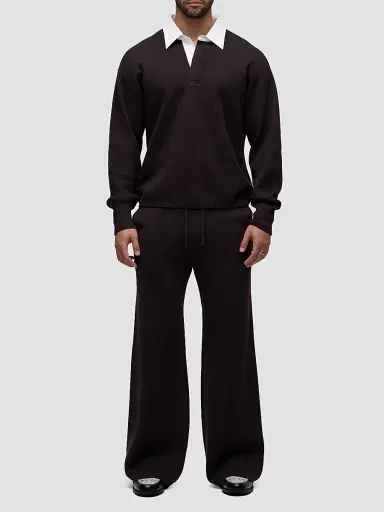 Hudson Jeans Men's Contrast Cotton-Cashmere Long-Sleeve Polo Shirt - Motor | Thumbnail 2 Hudson Jeans Men's Contrast Cotton-Cashmere Long-Sleeve Polo Shirt - Motor | Thumbnail 2