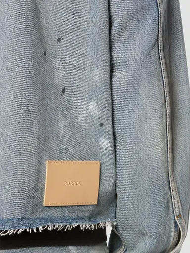 Purple Brand Men's Distressed Denim Jacket - Light Indigo | Thumbnail 4 Purple Brand Men's Distressed Denim Jacket - Light Indigo | Thumbnail 4