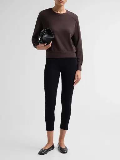 Majestic Filatures Women's French Terry Crop Crewneck Sweatshirt - Chocolate Mousse | Thumbnail 2 Majestic Filatures Women's French Terry Crop Crewneck Sweatshirt - Chocolate Mousse | Thumbnail 2
