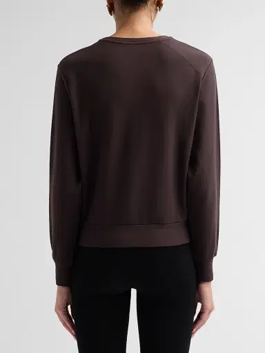 Majestic Filatures Women's French Terry Crop Crewneck Sweatshirt - Chocolate Mousse | Thumbnail 3 Majestic Filatures Women's French Terry Crop Crewneck Sweatshirt - Chocolate Mousse | Thumbnail 3