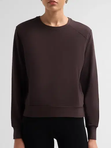 Majestic Filatures Women's French Terry Crop Crewneck Sweatshirt - Chocolate Mousse | Thumbnail 5 Majestic Filatures Women's French Terry Crop Crewneck Sweatshirt - Chocolate Mousse | Thumbnail 5