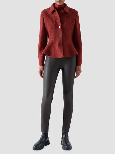 Akris punto Women's Boiled Wool Short Jacket - Copper | Thumbnail 2 Akris punto Women's Boiled Wool Short Jacket - Copper | Thumbnail 2