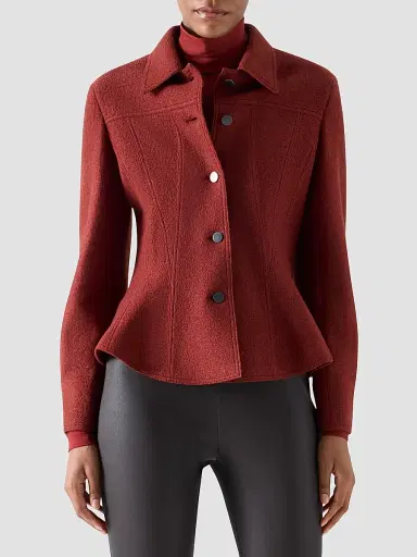 Akris punto Women's Boiled Wool Short Jacket - Copper | Thumbnail 4 Akris punto Women's Boiled Wool Short Jacket - Copper | Thumbnail 4