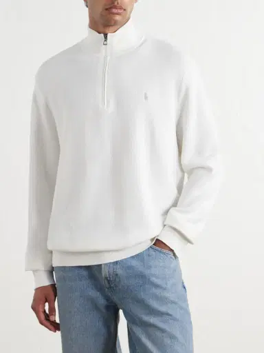 Polo Ralph Lauren Logo-Embroidered Cotton Half-Zip Sweater - Men | Thumbnail 3 Polo Ralph Lauren Logo-Embroidered Cotton Half-Zip Sweater - Men | Thumbnail 3