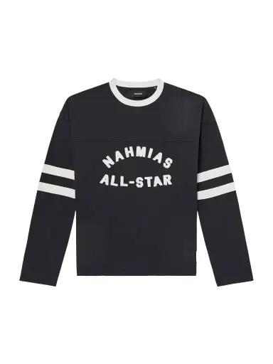 Nahmias All Star Varsity Logo-Appliquéd Striped Cotton-Jersey T-Shirt - Men | Thumbnail 1 Nahmias All Star Varsity Logo-Appliquéd Striped Cotton-Jersey T-Shirt - Men | Thumbnail 1