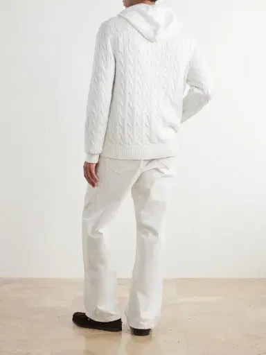 Polo Ralph Lauren Logo-Embriodered Cable-Knit Cotton Zip-Up Hoodie - Men | Thumbnail 4 Polo Ralph Lauren Logo-Embriodered Cable-Knit Cotton Zip-Up Hoodie - Men | Thumbnail 4