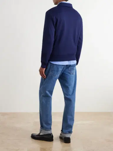 Polo Ralph Lauren Striped Logo-Embroidered Cotton-Blend Piqué Sweatshirt - Men | Thumbnail 4 Polo Ralph Lauren Striped Logo-Embroidered Cotton-Blend Piqué Sweatshirt - Men | Thumbnail 4