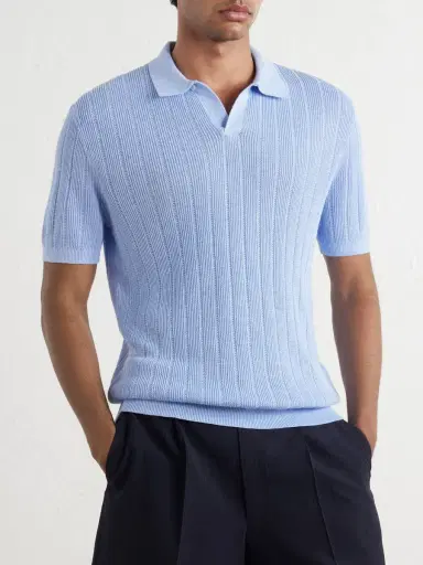 Polo Ralph Lauren Ribbed Linen Polo Shirt - Men | Thumbnail 3 Polo Ralph Lauren Ribbed Linen Polo Shirt - Men | Thumbnail 3