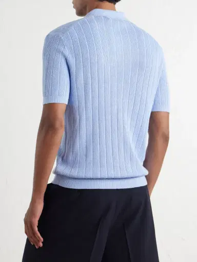 Polo Ralph Lauren Ribbed Linen Polo Shirt - Men | Thumbnail 4 Polo Ralph Lauren Ribbed Linen Polo Shirt - Men | Thumbnail 4