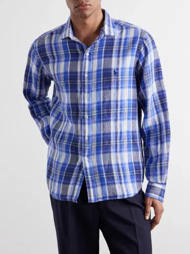 Polo Ralph Lauren Logo-Embroidered Checked Linen Shirt - Men | Thumbnail 3 Polo Ralph Lauren Logo-Embroidered Checked Linen Shirt - Men | Thumbnail 3