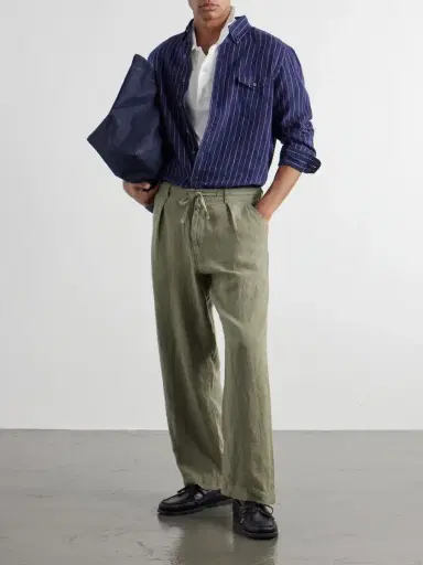 Polo Ralph Lauren The Lateef Straight-Leg Pleated Linen Drawstring Trousers - Men | Thumbnail 2 Polo Ralph Lauren The Lateef Straight-Leg Pleated Linen Drawstring Trousers - Men | Thumbnail 2