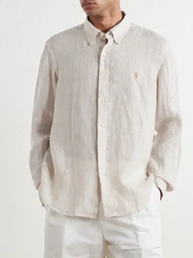 Polo Ralph Lauren Logo-Embroidered Striped Linen Shirt - Men | Thumbnail 3 Polo Ralph Lauren Logo-Embroidered Striped Linen Shirt - Men | Thumbnail 3