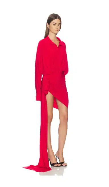 Norma Kamali Oversized Shirt Side Drape Dress With Bow | Thumbnail 2 Norma Kamali Oversized Shirt Side Drape Dress With Bow | Thumbnail 2