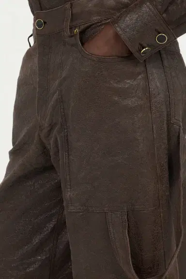 Roberto Cavalli Dark Brown Genuine Leather Pants | Thumbnail 4 Roberto Cavalli Dark Brown Genuine Leather Pants | Thumbnail 4