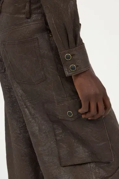 Roberto Cavalli Dark Brown Genuine Leather Pants | Thumbnail 5 Roberto Cavalli Dark Brown Genuine Leather Pants | Thumbnail 5