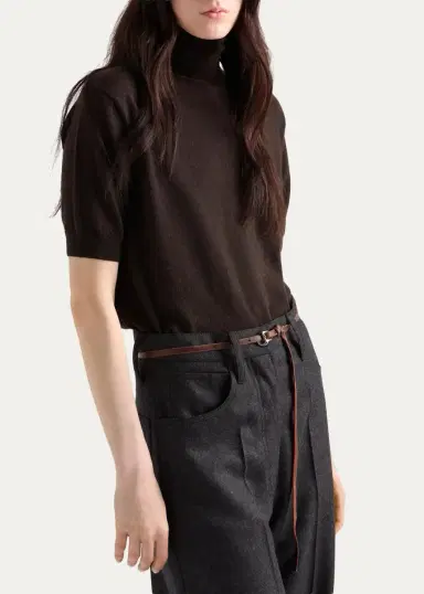 Prada Turtleneck Superfine Cashmere Short-Sleeve Sweater | Thumbnail 4 Prada Turtleneck Superfine Cashmere Short-Sleeve Sweater | Thumbnail 4