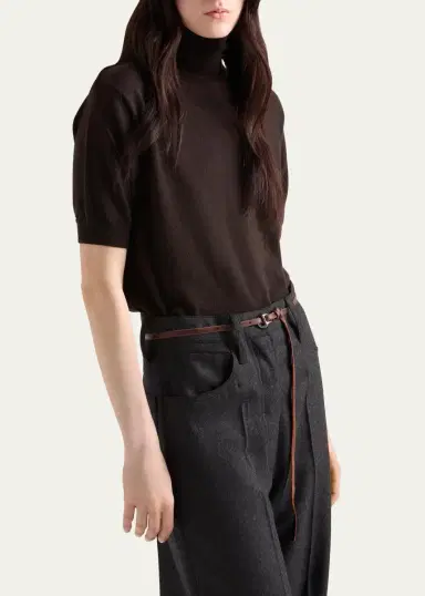 Prada Turtleneck Superfine Cashmere Short-Sleeve Sweater | Thumbnail 7 Prada Turtleneck Superfine Cashmere Short-Sleeve Sweater | Thumbnail 7