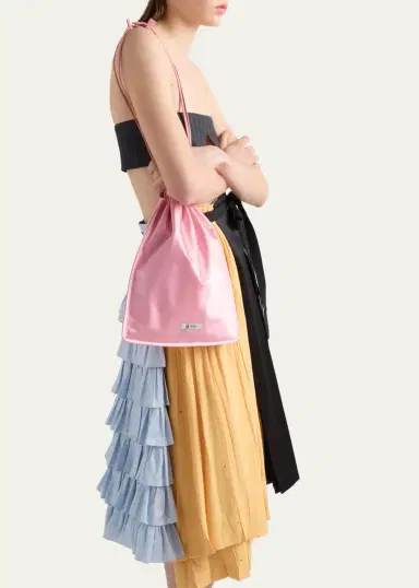 Prada Wish Silk Duchesse Drawstring Pouch Bag | Thumbnail 2 Prada Wish Silk Duchesse Drawstring Pouch Bag | Thumbnail 2