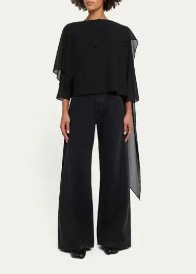 Maison Margiela Asymmetric Draped Chiffon Top | Thumbnail 2 Maison Margiela Asymmetric Draped Chiffon Top | Thumbnail 2