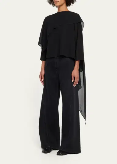 Maison Margiela Asymmetric Draped Chiffon Top | Thumbnail 4 Maison Margiela Asymmetric Draped Chiffon Top | Thumbnail 4