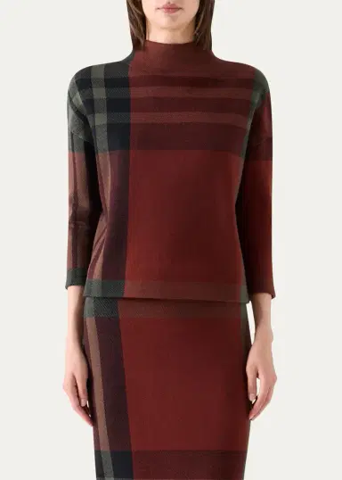 Akris punto Jacquard Check Boxy Sweater | Thumbnail 4 Akris punto Jacquard Check Boxy Sweater | Thumbnail 4