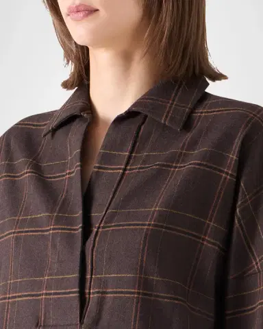 Akris punto Blanket Checked Wool-Blend Flannel Blouse | Thumbnail 5 Akris punto Blanket Checked Wool-Blend Flannel Blouse | Thumbnail 5