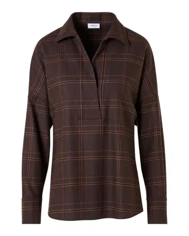 Akris punto Blanket Checked Wool-Blend Flannel Blouse | Thumbnail 1 Akris punto Blanket Checked Wool-Blend Flannel Blouse | Thumbnail 1