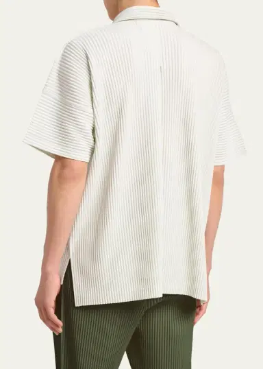 Homme Plissé Issey Miyake Men's Monthly Colors July Pleated Short-Sleeve Shirt | Thumbnail 3 Homme Plissé Issey Miyake Men's Monthly Colors July Pleated Short-Sleeve Shirt | Thumbnail 3